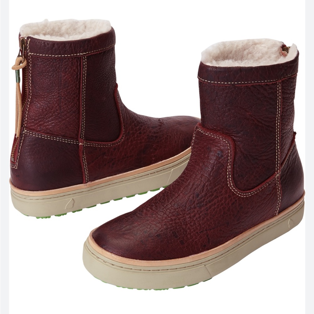 Satorisan Tewa Leather Wool Lined Boots Women's Mahogany Wine Red Size 41 US 10